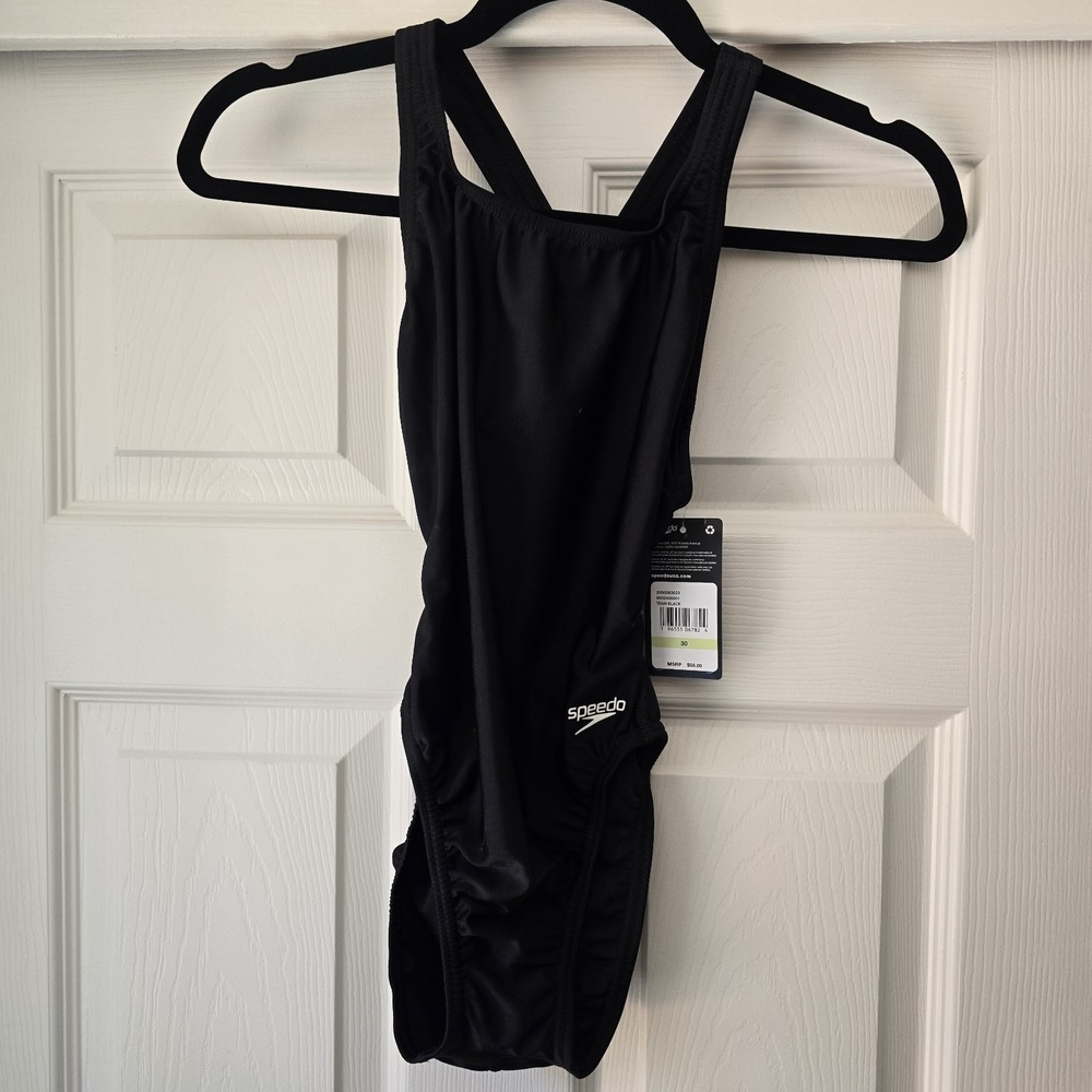 Speedo Women's One Piece Swimsuit Black Size 30 Crossback Lined NWT